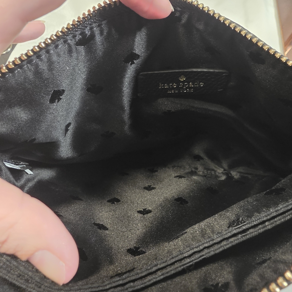 Kate Spade Leila Triple Gusset Pebbled Leather Crossbody Bag Black Like New - Picture 13 of 17